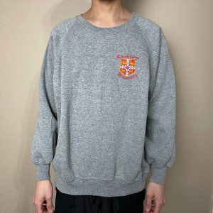 Vintage Cambridge university heather grey chest logo sweatshirt crewneck 90s
